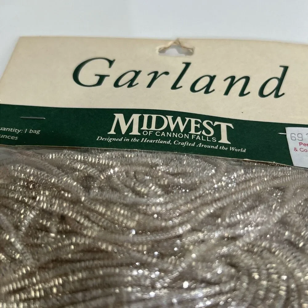 2 Vintage Midwest Cannon Falls Mini Christmas Tree Silver Garland Decoration